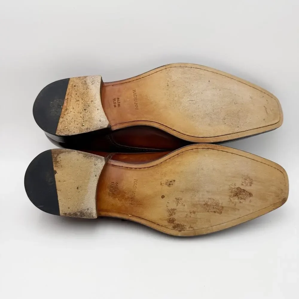 Magnanni Mens Marco ll Dress Monk Shoes US 11.5 Brown Leather EUC